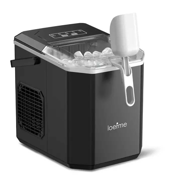LOEFME Machine à glaçons automatique mini portable 1.2L Noir 12kg/24h 6-8 min/9 glaçons
