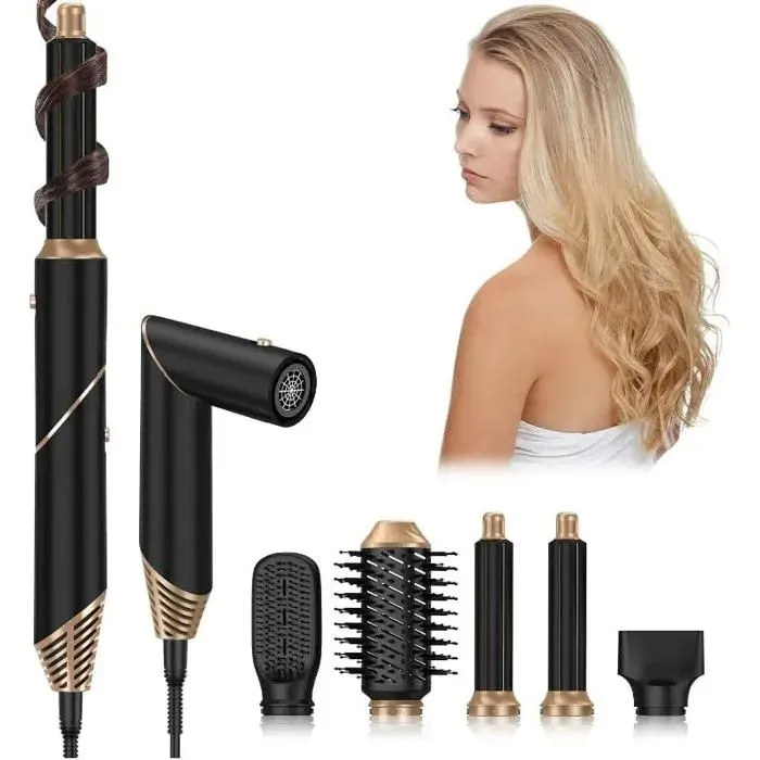 LOriginal De Brosse Soufflante Ionique 5-En-1 Sèche Cheveux Magic Twist-Hot Air Styler Pour Un Brushing Parfait-Lisseur-Boucleur-V