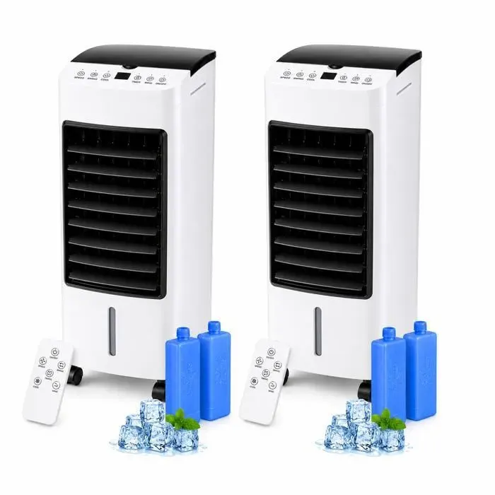 Lot 2 Rafraîchisseurs dair 3 en 1 4L 65W Humidificateur Purificateur dair avec Télécommande Minuterie 12h Oscillation Silencieux