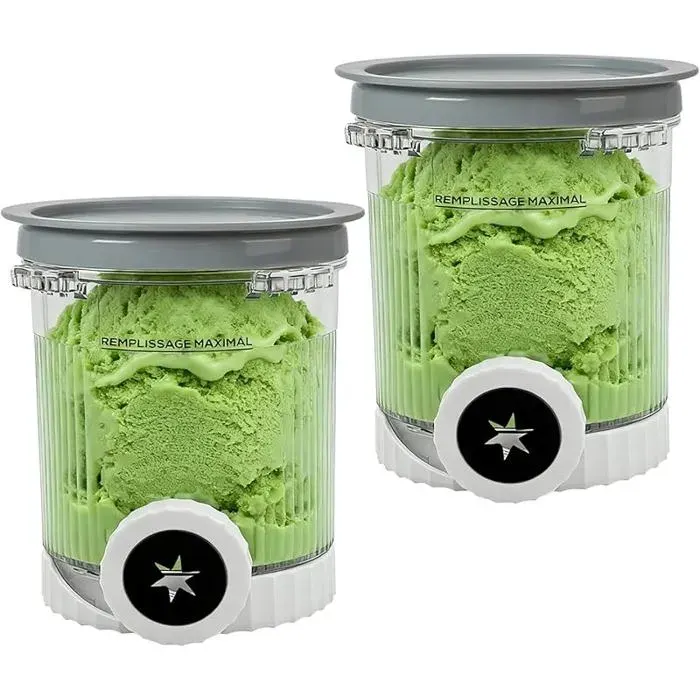 Lot 2 récipients compatibles Ninja Swirl CREAMi NC701/700 sans BPA lave-vaisselle – pour sorbetière SORBETIERE — coloris Gris