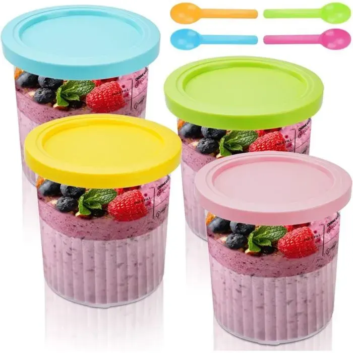 Lot 4 Bols Ninja Creami Deluxe NC501 NC500 - 680ml Sans BPA Compatible Lave-Vaisselle - Récipients Glace Sorbet Series Premium