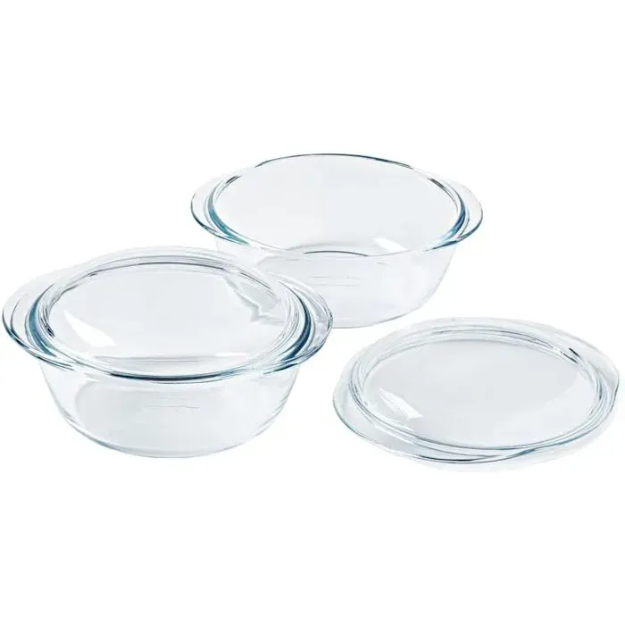 Lot de 2 cocottes - PYREX - Verre - Rond - 16 L