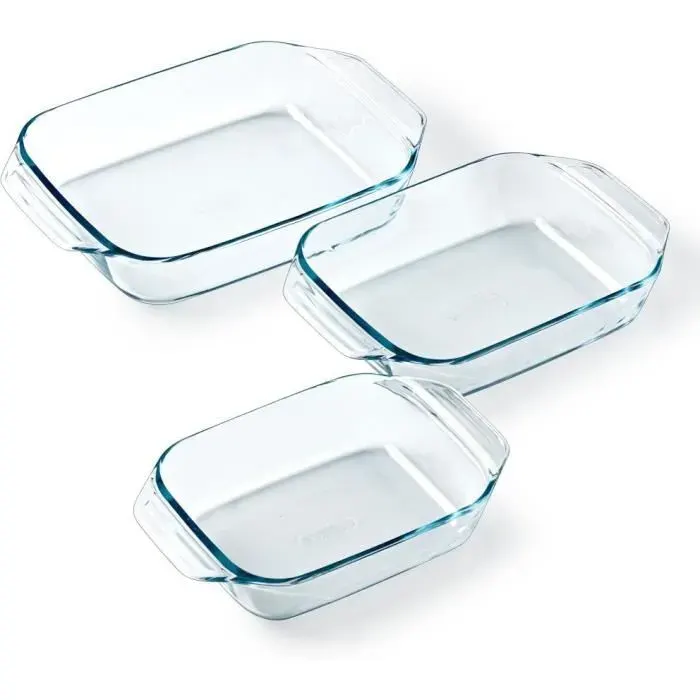 Lot de 3 plats à four - PYREX - Verre - Rectangulaire - Irrésistible - 20-25-28 cm