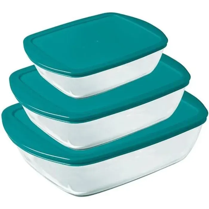Lot de 3 plats avec couvercle - PYREX - Cook & Store - Verre - Rectangulaire - 04/11/25 L