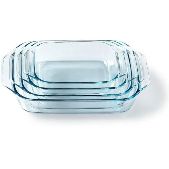Lot de 4 plats à four - PYREX - Verre - Rectangulaire - 27/31/35/39 cm