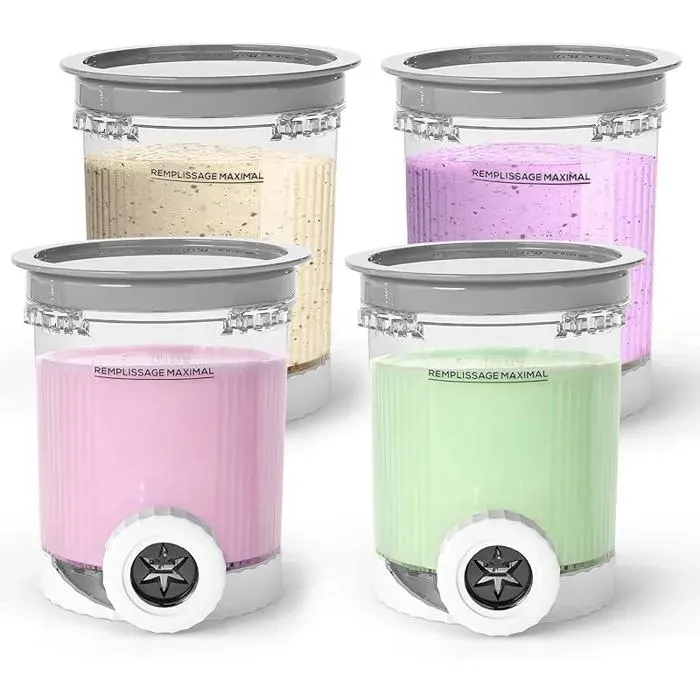 Lot de 4 récipients compatibles Ninja Swirl CREAMi NC701/NC700-Rechange pour sorbetière - 480 ml - Sans BPA couleurs mu SORBETIERE