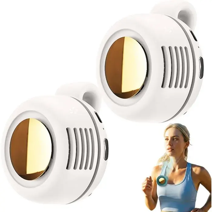 Lot mini ventilateur poche blanc lot2 - 3 vitesses rotation 360° portable été voyage plein air PIQUET DATTACHE