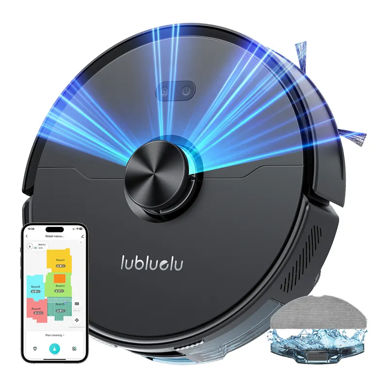 Lubluelu Aspirateur Robot 3-en-1 L15 Ultra avec Navigation Laser, 4000 Pa, Lavage et Application, Idéal Poils d'Animaux