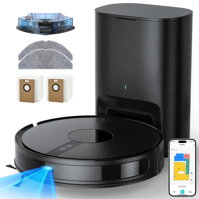 Lubluelu B40 Plus Robot Aspirateur Laveur avec Prise EU 5800Pa Autonomie 180 Min Contrôle APP 34 Zones Interdites