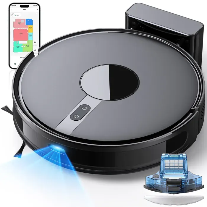 Lubluelu B40 Robot Aspirateur Laveur 7500Pa 180 Min dAutonomie Contrôle par APP 34 Zones Interdites