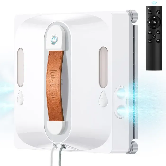 Lubluelu CW201 Robot Lave-vitres 9000 Pa Navigation Automatique Nettoyage des Bords Lingettes Lavables Double Pulvérisation