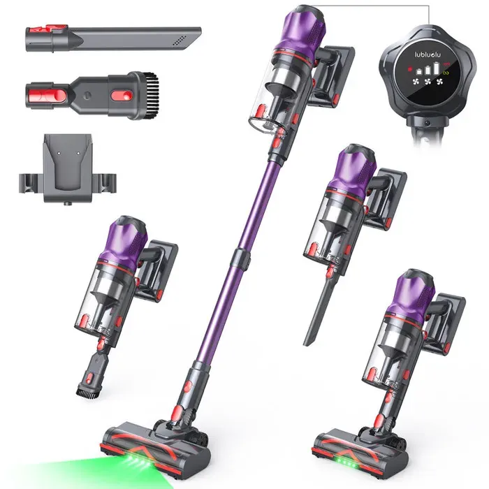 Lubluelu G20 Aspirateur Balai Sans Fil 80 000 Pa 450 W 60 Min Écran Intelligent Brosse Anti-Enchevêtrement Éclairage LED Vert