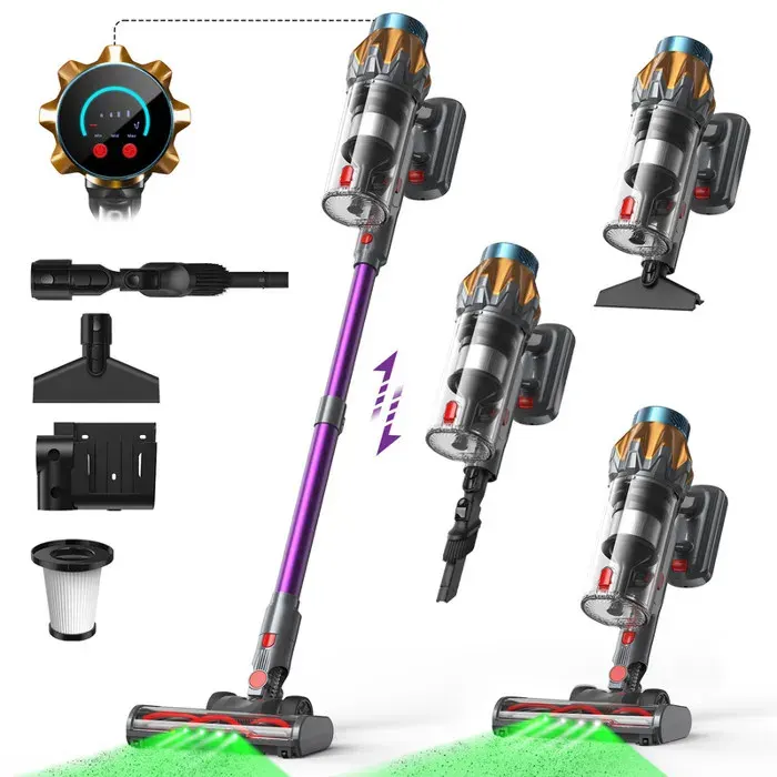 Lubluelu P6 Aspirateur Balai Sans Fil 55 kPa 450 W Aspirateur à Main 50 min Autoportant Écran LED Brosse Anti-Emmêlement