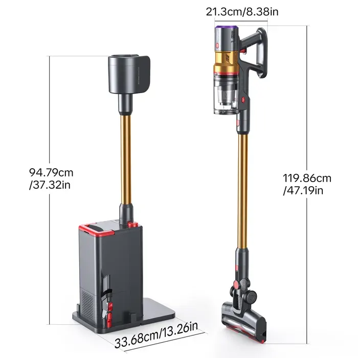 Lubluelu X1000 Aspirateur sans fil 400W 52Kpa station vide-poussière automatique anti-enchevêtrement Doré