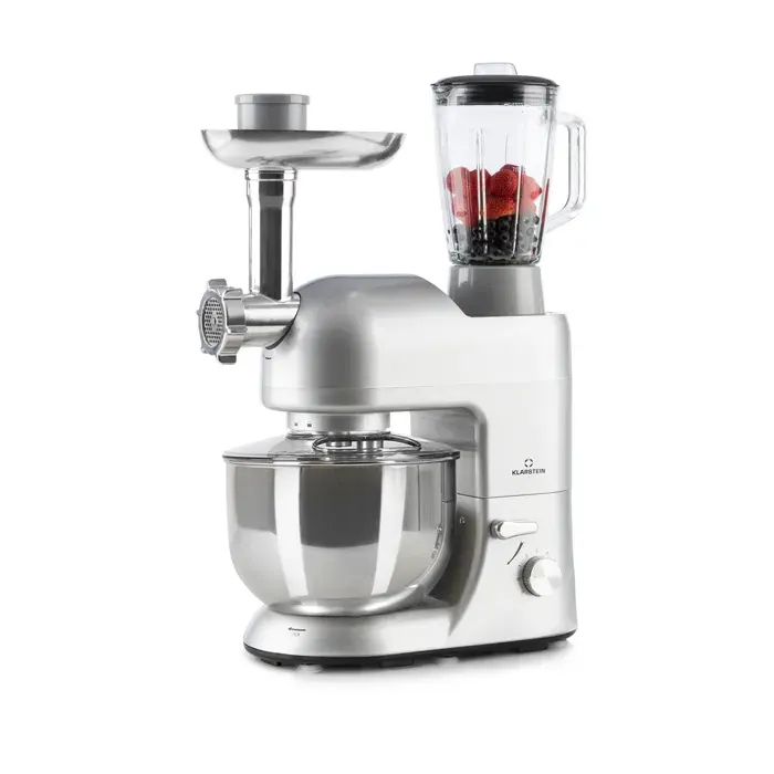 Lucia 1800W 5L Robot de Cuisine Avec Hachoir Argent