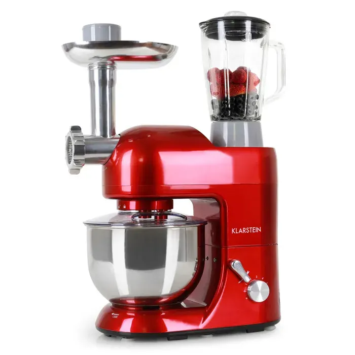 Lucia 1800W 5L Robot de Cuisine Avec Hachoir Rouge