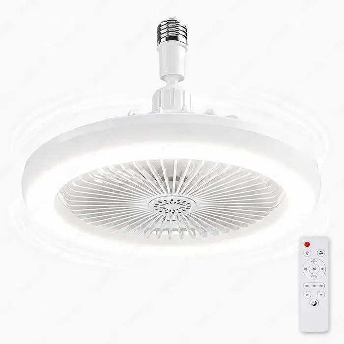 Lumière de ventilateur à douille avec télécommande ventilateur à ampoule.ventilateur de plafond compact E26/E27 avec lumière
