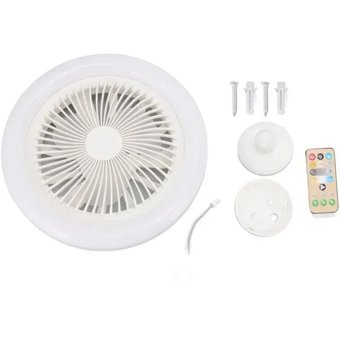Lumière de ventilateur de plafond 36W de 98 pouces Petite E27 LED Lampe de ventilateur silencieuse pour chambre 86‑265V Blanc
