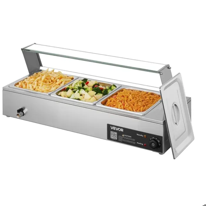 Luscriate - Chauffe-plat électrique 1500 W 3 bacs 1/2 inox 30-85°C