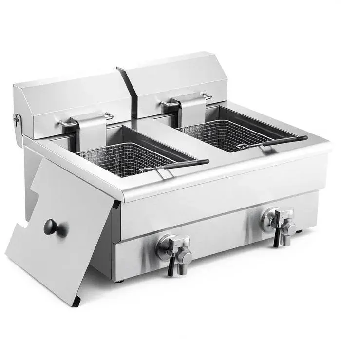 Luscriate - Friteuse Électrique Commerciale 11L x 2 Cuves 3000W x 2 Friteuse à Huile en Inox avec 2 Paniers à Frire Température