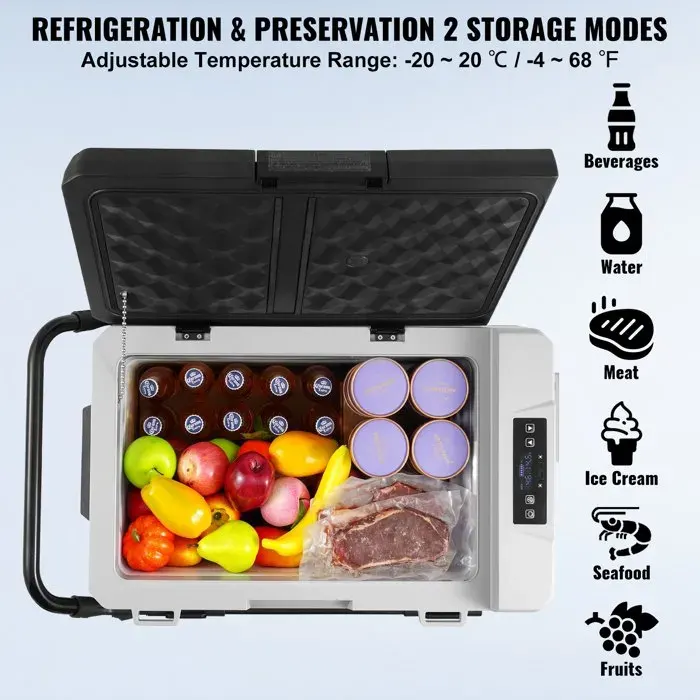 Luscriate - Réfrigérateur Portable Compression 60 L Mini Frigo Voiture 12 V Température Réglable -20 °C à 20 °C Bateau Maison