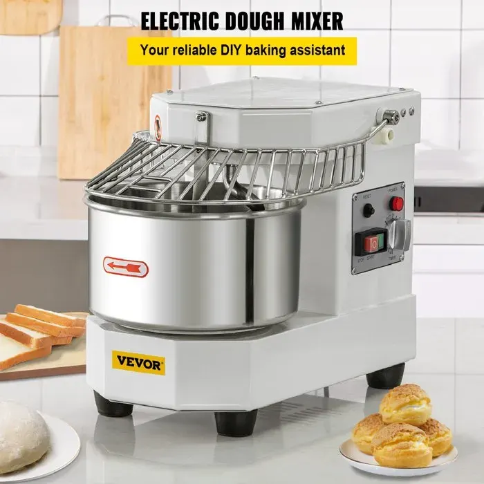 Luscriate -Robot Pâtissier Commercial 8 LMixeur à Pâte avec Bol en Inox Alimentaire Bouclier de Sécurité et Minuterie