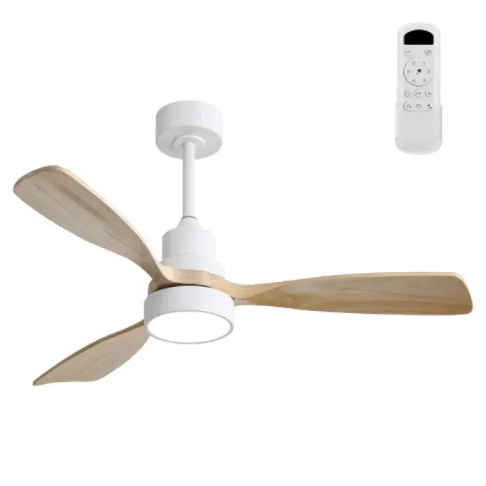 Lustre ventilateur 48 pouces à 3 pales bois massif moteur DC réversible télécommande adapté au salon
