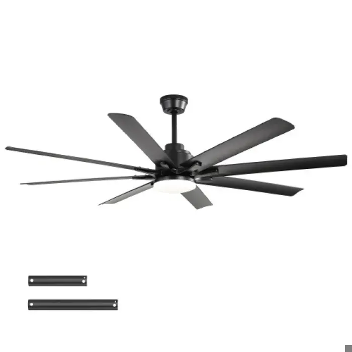 Lustre ventilateur 52 pouces avec éclairage dimmable 8 pales ABS et télécommande fournie