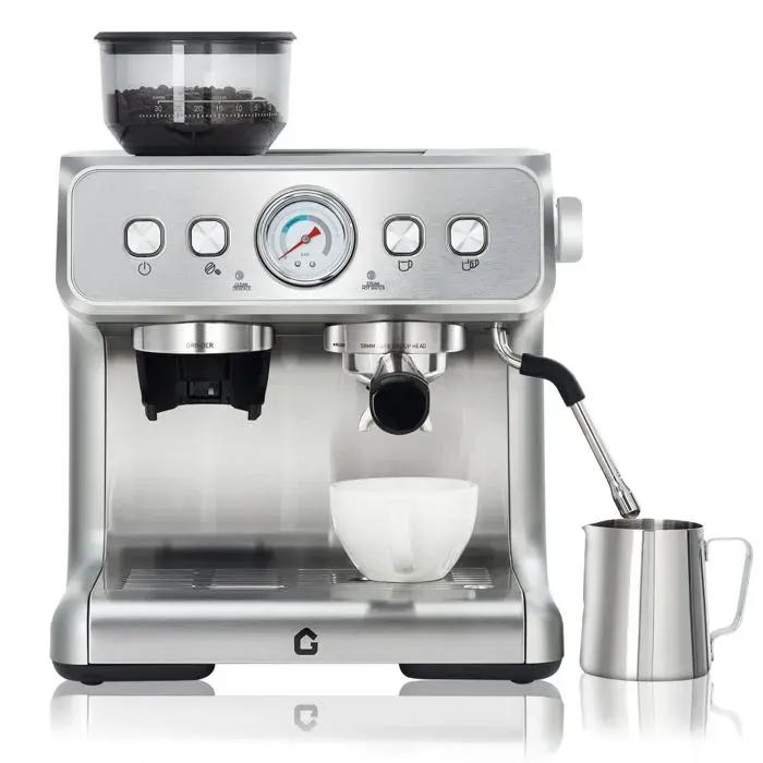 Macchina – Machine café expresso pro – Portafiltro et moulin intégré – 15 bar – Montalatte – Inox 28L – Barista à domicile
