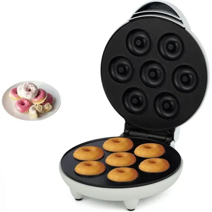 Machine à beignets électrique antiadhésive grille-pain pour collations et desserts maison avec pieds antidérapants 7 beignets