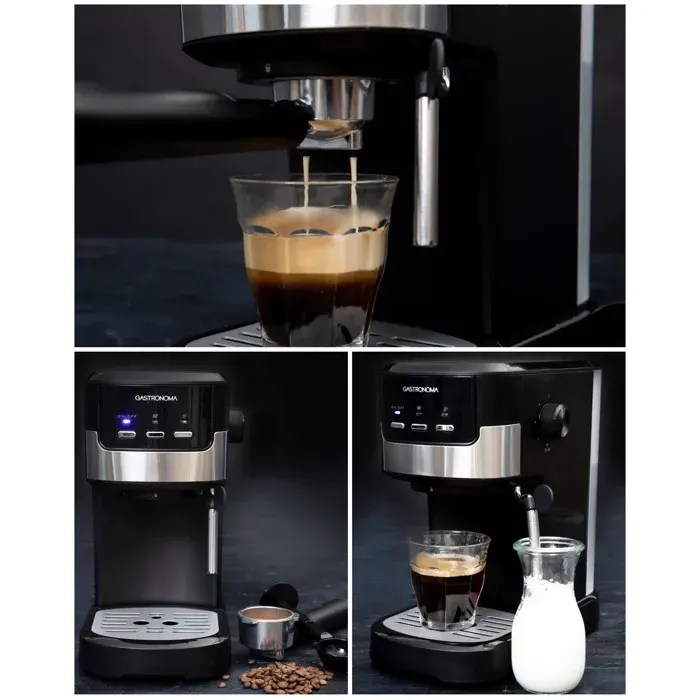Machine à café 2-en-1 - GASTRONOMA - 18110002 - 15 bar - Réservoir 12 L - Mousseur à lait