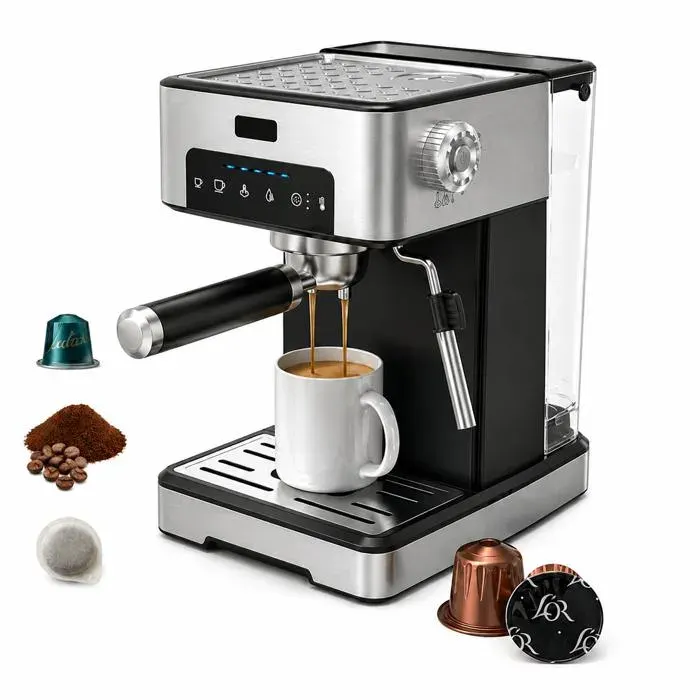 Machine à café 3 en 1 avec indicateur de progression LED et 3 réglages de température pour espresso grand café ou latte