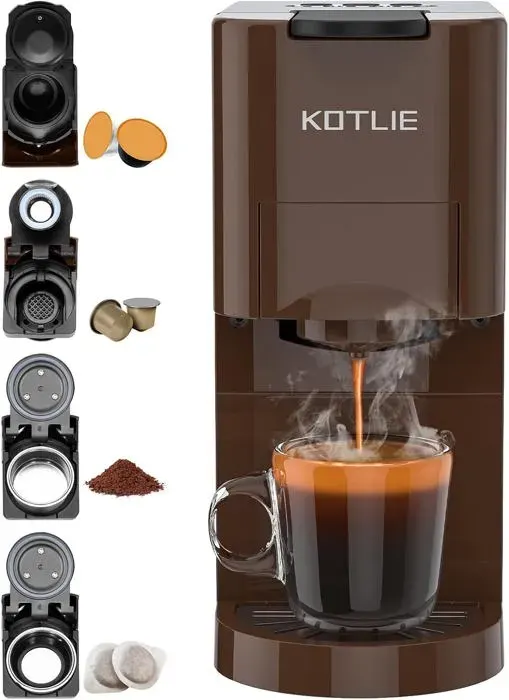 Machine à Café 4 En 1 - TWINBIRD - AC-513K - 19 Bar - 0.8L - Compatible Capsules et Café Moulu