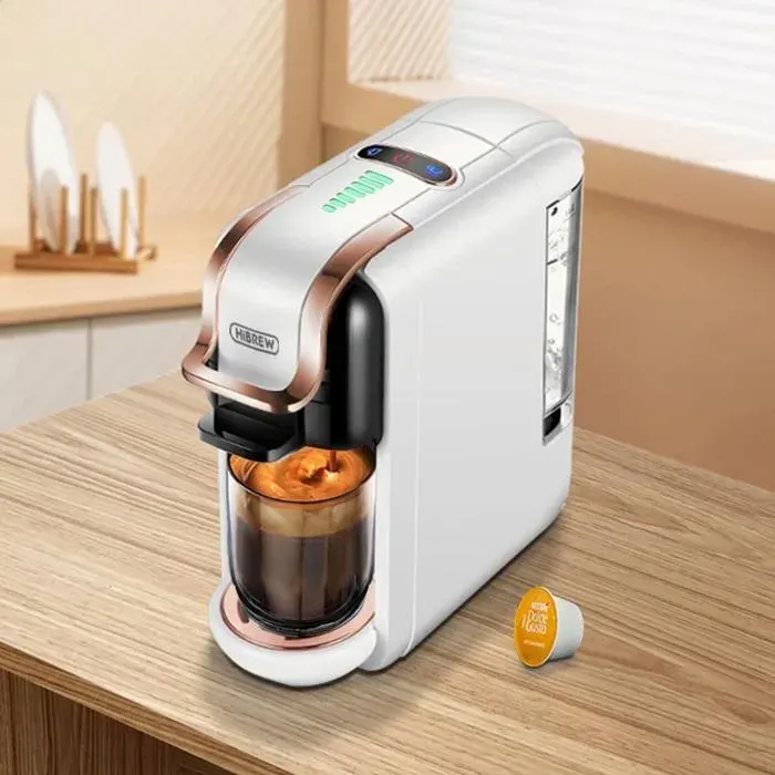 Machine à Café 5 en 1 – 20Bar Pompe Haute Pression – Compatible Dolce Gusto Nespresso ESE Café Moulu Extraction Froide/ChaudeBlanc