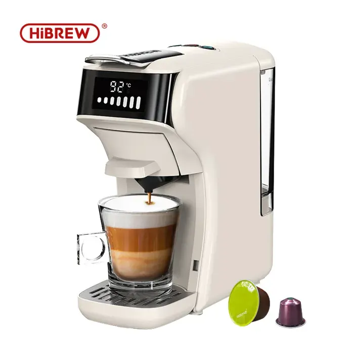 Machine à café 5-en-1 HiBREW H2B réservoir deau amovible de 600 ml 7 niveaux de réglage du débit deau blanche
