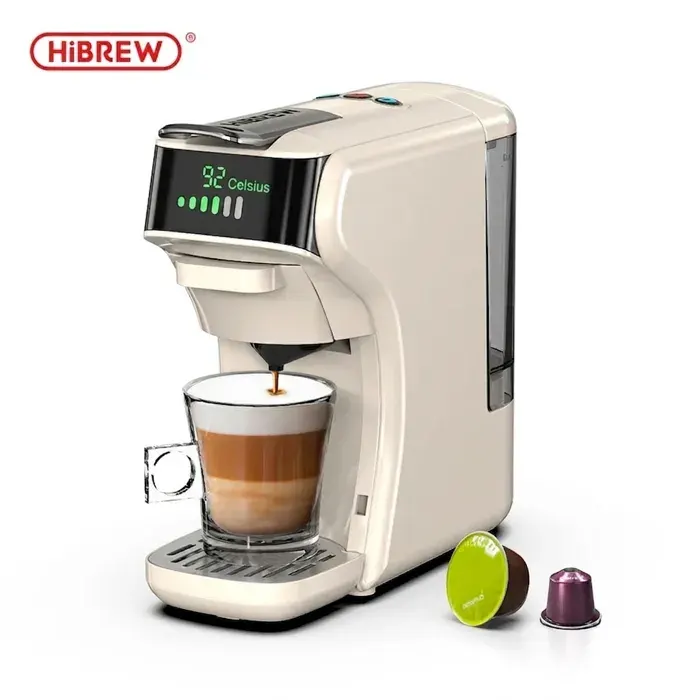 Machine à café 6 en 1 20 Bars Compatible Nespresso Dolce Gusto ESE Café Moulu Chaud/Froid Expresso Compact Blanc