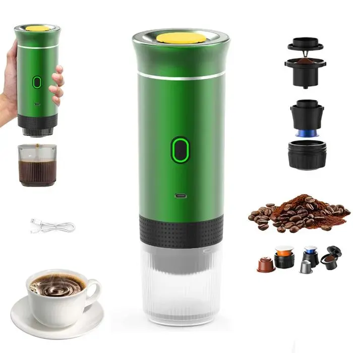 Machine à café à capsules 3 en 1 machine à café portable 12 V auto-chauffante 4 à 6 minutes petite capsule grande capsule