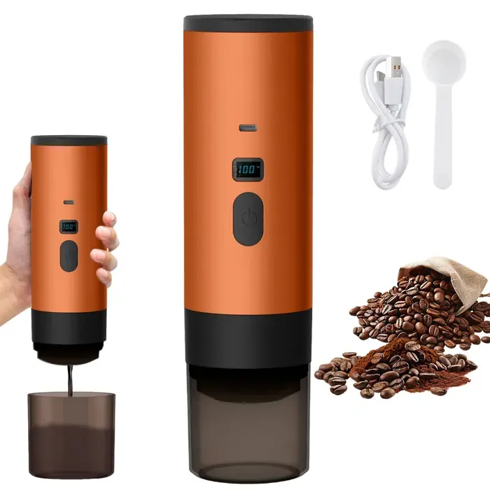Machine à café à capsules - Design Compact et Luxe - 12V - Rechargeable par USB- Extraction Professionnelle
