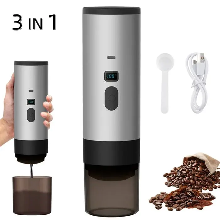 Machine à café à capsules portable Cafetière portable 3 en 1 petite capsule grande capsule café moulu tasse café 120 ml 15 bars