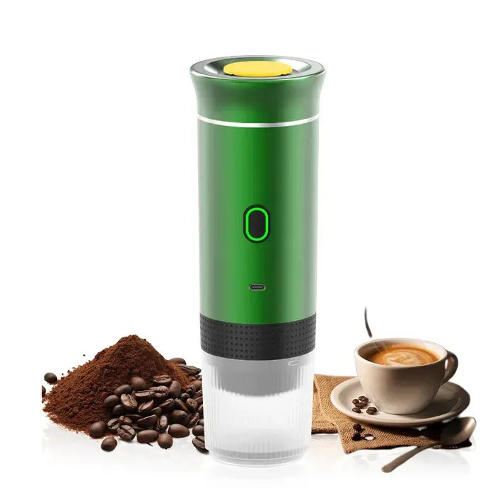 Machine à café à capsules portable machine à café portable 3 en 1 12V petite capsule grande capsule café moulu vert