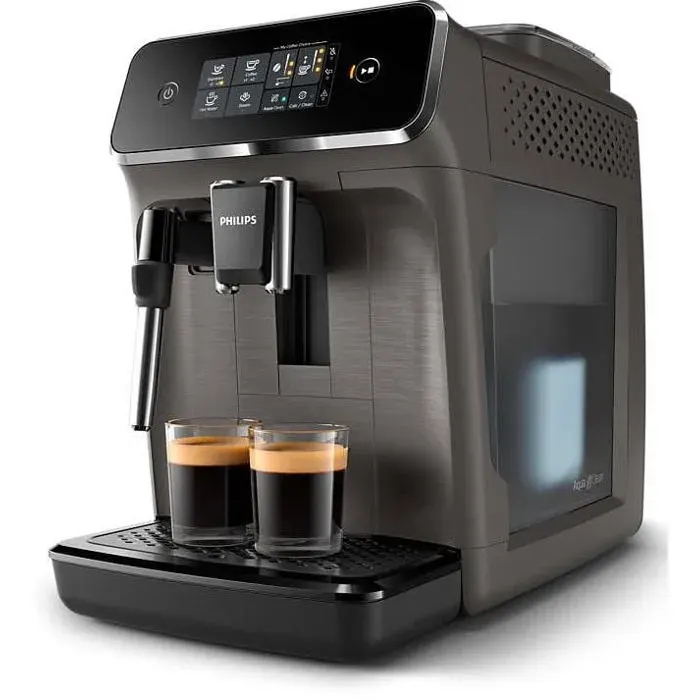 Machine à café automatique noire - PHILIPS - Espresso automatique - Café moulu et en grains - Moulin intégré - 2 tasses