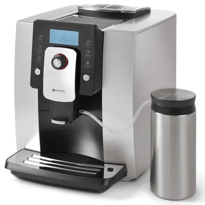 Machine à café automatique One Touch avec réservoir à lait de 600 ml couleur argent Hendi 208984