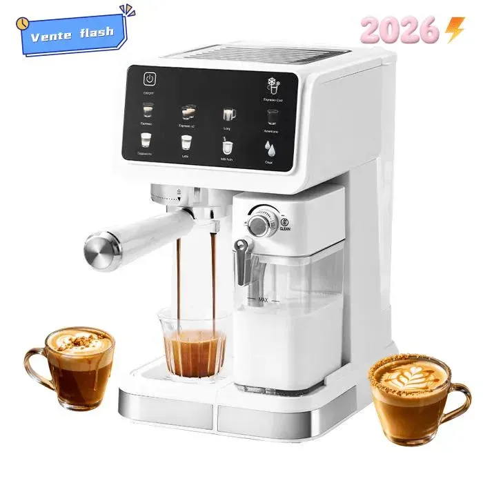 Machine à café automatique VVSIMLE 20 bars 1.5L 1350W - Cafetière expresso avec mousseur à lait pour cappuccino et latte