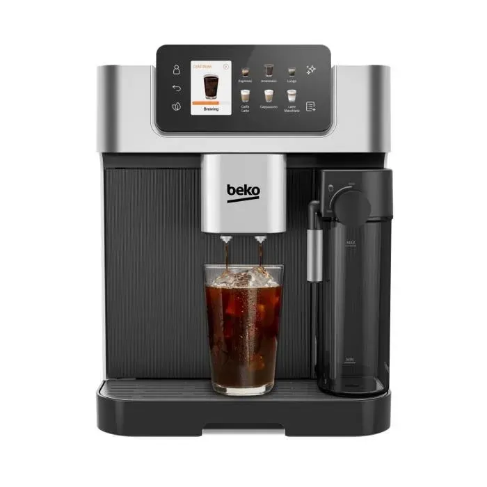 Machine à café avec broyeur - BEKO - CEG7348X - 1350 W - 250g de grains - Noir / Silver