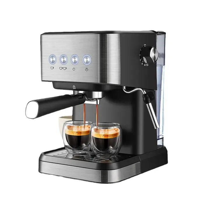 Machine a cafe Cafetières 1.5L Machines à Café Machines à expresso 15 Bar Petite Cafetière Electrique Acier Inoxydable 1050W