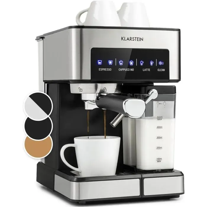 Machine À Café Espresso 20 Bars 1350W Réservoir 1 8L Porte-Filtre Mousseur À Lait Acier Inox Pour Café Moulu Design Barista