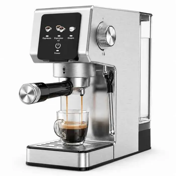 Machine à café expresso 20 bar pompe professionnelle buse vapeur plateau réchauffant réservoir 40oz amovible écran tactile