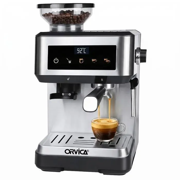 Machine à café expresso automatique ORVICA6842LED1850W20 bars16L broyeur 15 niveaux mousseur à lait–Café Latte&Cappuccino