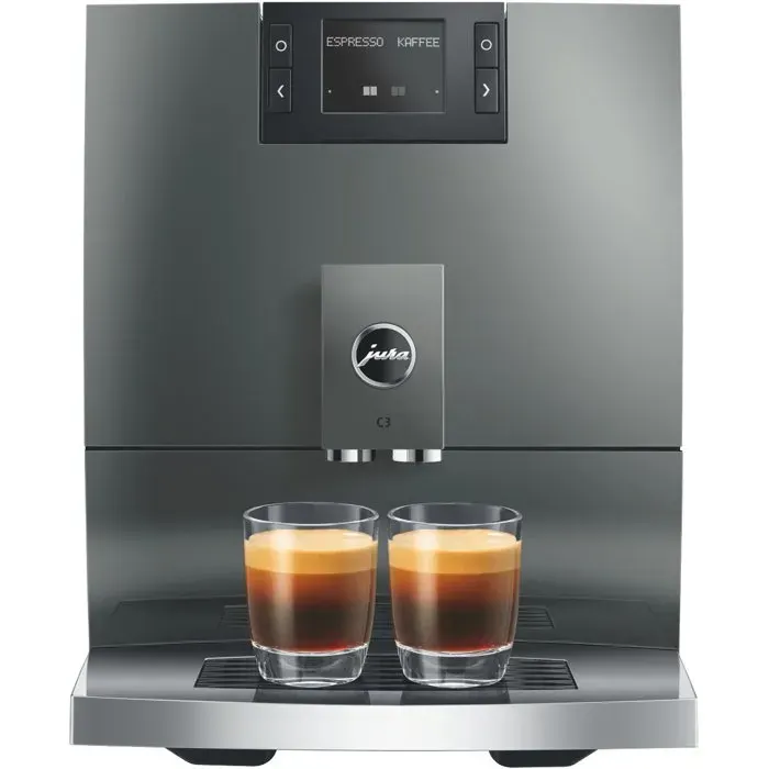 Machine à café Expresso broyeur – JURA – C3 Piano Inox EA - 1450 W – 200g – 16L – Inox mat – 17 spécialités – boissons lactées