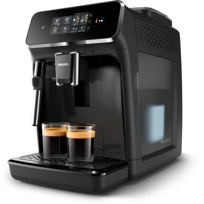 Machine à café Expresso broyeur - PHILIPS - EP2225/10 - Série 2200 - mousseur à lait - 2 cafés - Broyeur céramique - Noir brillant